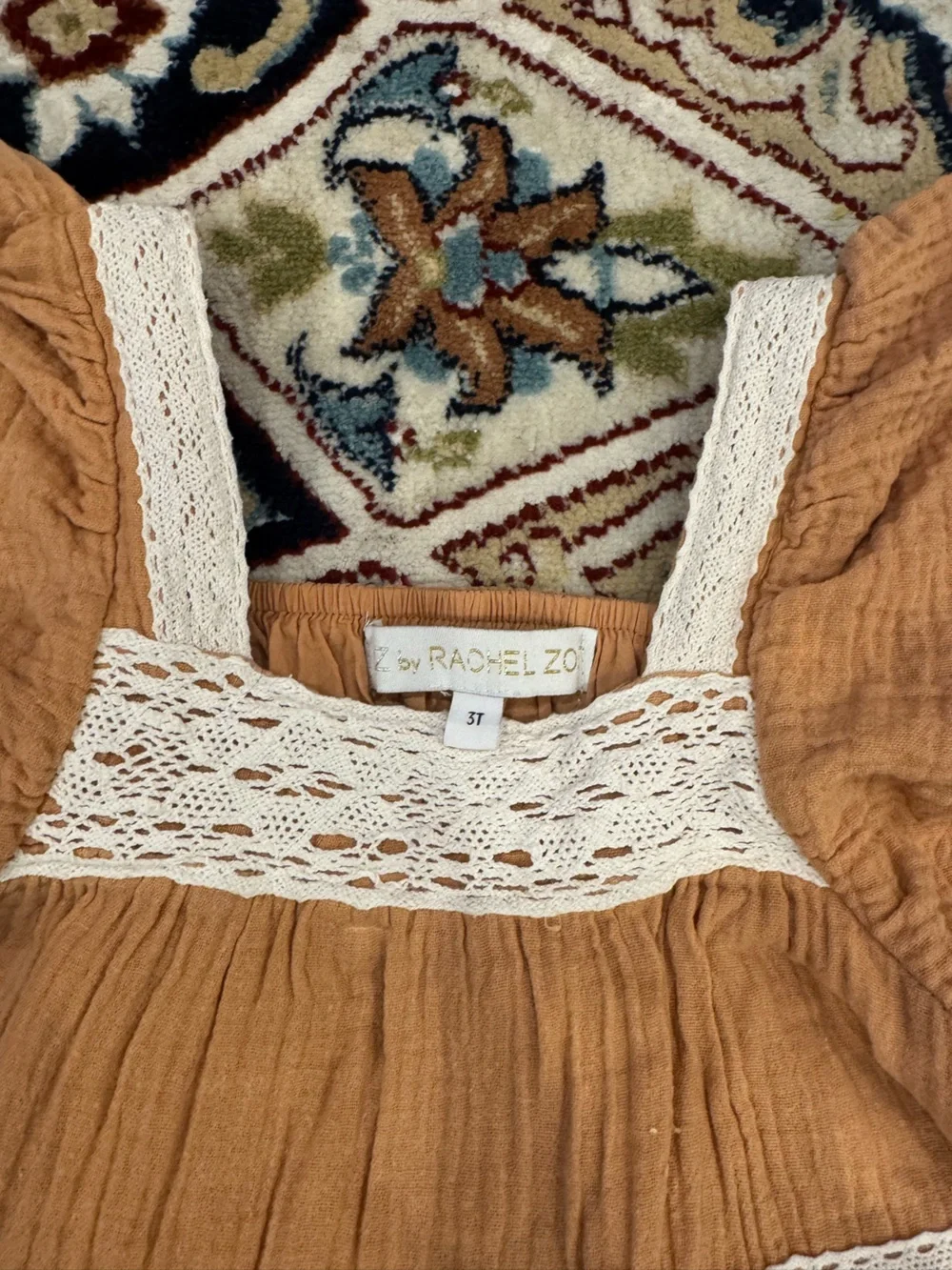 Rachel Zoe 3T Mustard Lace-Trim Girls' Dress - Casual Summer Look